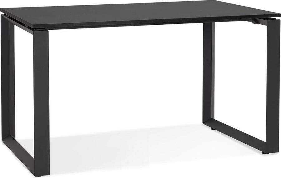 Alterego Design Alterego Kleine rechte design bureau 'BAKUS' van zwart hout en metaal 120x60 cm