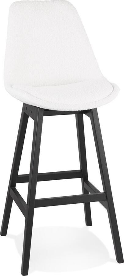 Alterego Design Alterego Barkruk 'SANDRA' van witte badstof met zwarte houten poten