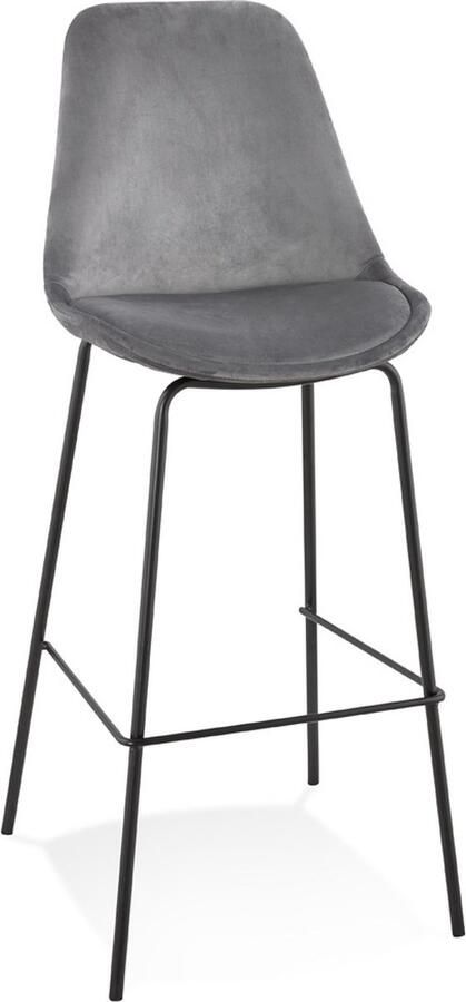 Alterego Design Alterego Barkruk 'SPARK' van grijs velours met zwarte metalen poten