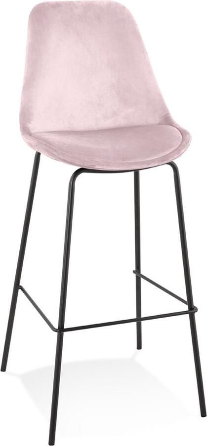 Alterego Design Alterego Barkruk 'SPARK' van roze velours met zwarte metalen poten