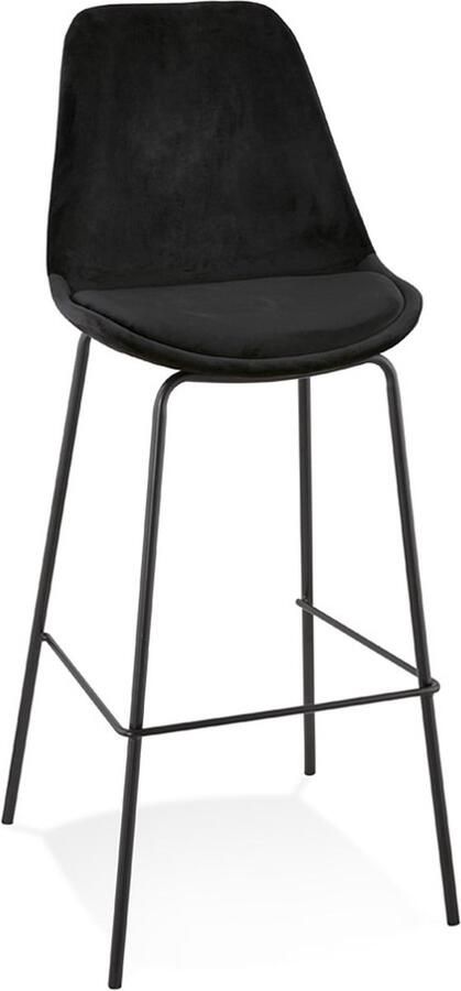 Alterego Design Alterego Barkruk 'SPARK' van zwart velours met zwarte metalen poten