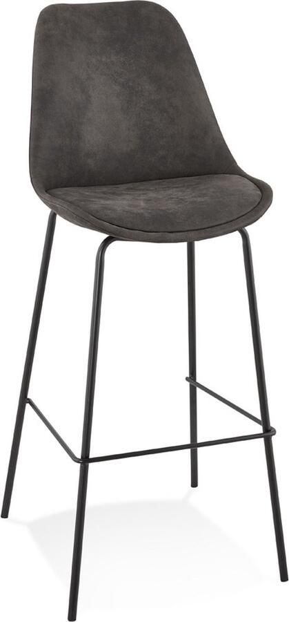 Alterego Design Alterego Barkruk 'TAO' van grijze microvezel met zwarte metalen poten