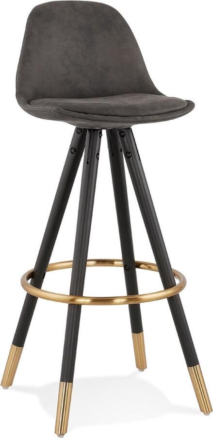 Alterego Design barkruk 'KONG' van grijze microvezel en zwarte houten poten