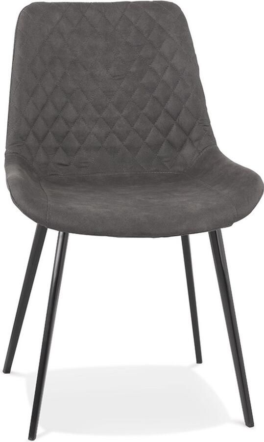 Alterego Design stoel 'TAICHI' van donkergrijze microvezel en zwarte metalen poten