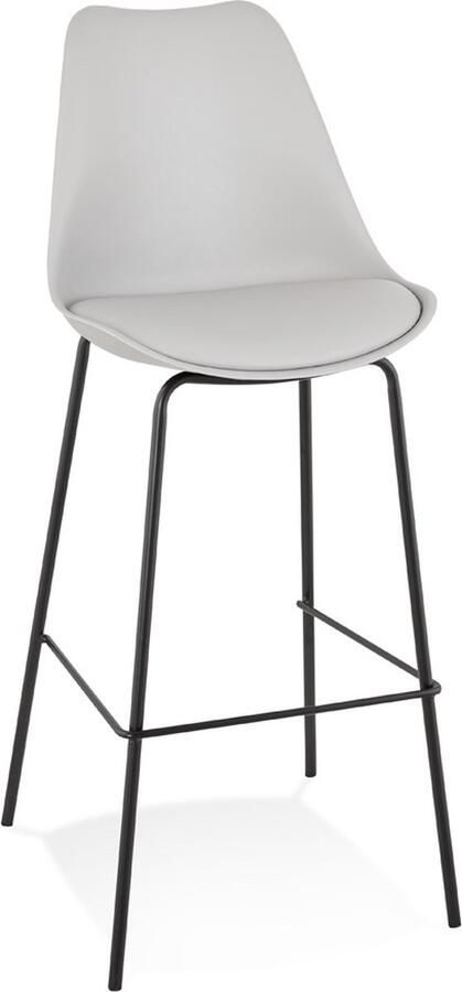 Alterego Design Alterego Grijze design barkruk 'LEMON' met zwarte metalen poot