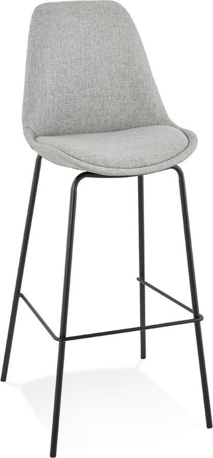 Alterego Design Alterego Grijze stoffen barkruk 'ALOE' met metalen poot