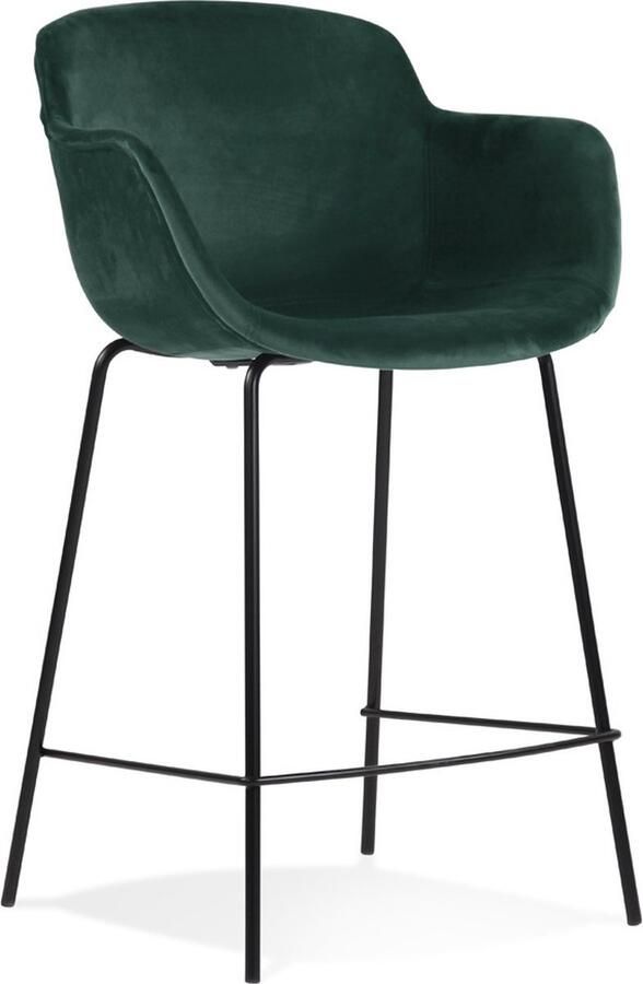 Alterego Halfhoge barkruk 'LARISSA MINI' van groen velours