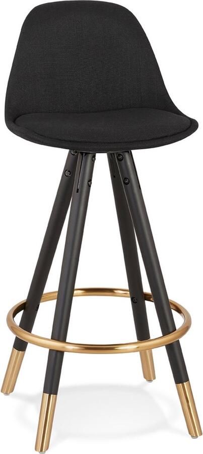 Alterego Halfhoge 'GATO MINI' design kruk van zwarte stof en hout