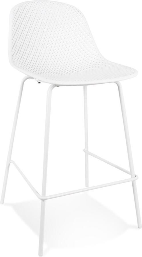 Alterego Halfhoge witte geperforeerde kruk 'LOKI MINI' binnen buiten