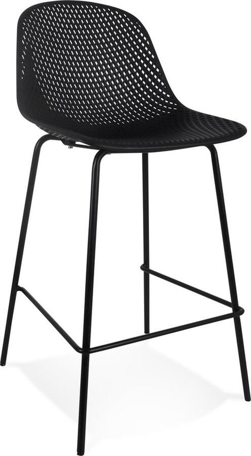 Alterego Mini Loki Zwarte Geperforeerde Barkruk Binnen & Buiten 47x48.5x96cm