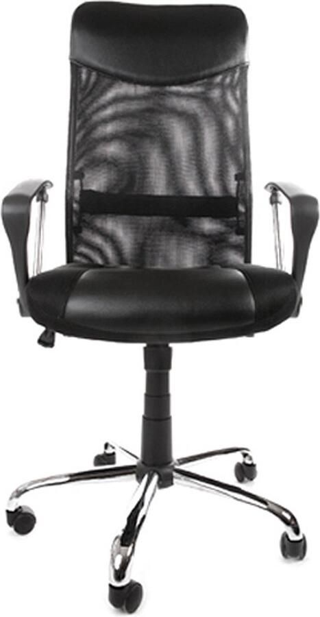 Alterego Moderne zwarte bureaustoel 'ROMA' uit imitatieleder en gaas