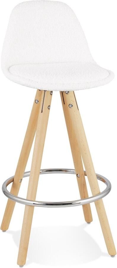 Alterego Scandinavische halfhoge kruk 'FLORENCE MINI' van witte badstof