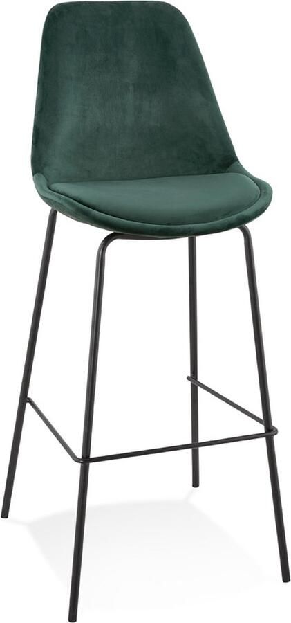 Alterego Design Alterego Barkruk 'SPARK' van groen velours met zwarte metalen poten