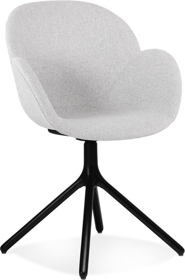Alterego Design Alterego Stoel met armleuningen 'LIBRA' van lichtgrijze stof en zwart metaal