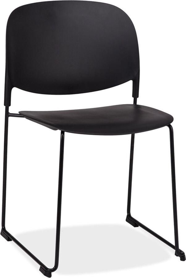 Alterego Design Alterego Stoel 'PILA' zwart met kunststof zitting en metalen structuur