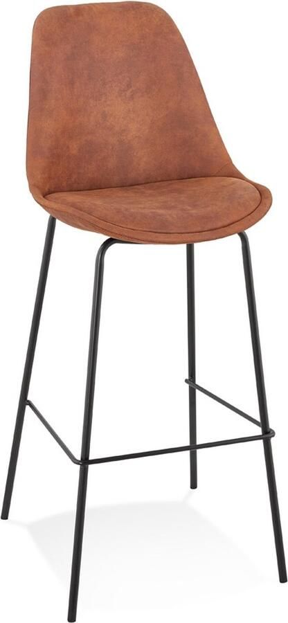 Alterego Design Alterego Barkruk 'TAO' van bruine microvezel met zwarte metalen poten