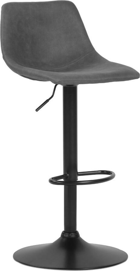 Alterego Design Alterego Verstelbare design kruk 'OMALET' van donkergrijze microvezel met zwarte metalen poot