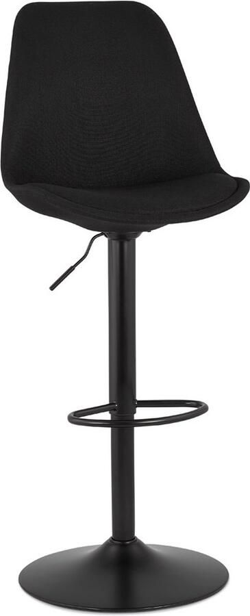 Alterego Design Alterego Verstelbare kruk 'CAMPUS' van zwarte stof met zwarte poot