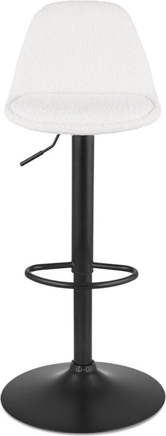 Alterego Design Alterego Verstelbare kruk 'LANCELOT' van witte badstof met zwarte metalen poot