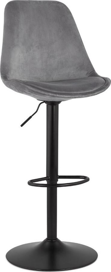 Alterego Design Alterego Verstelbare kruk 'MIKE' van grijs fluweel met zwarte poot