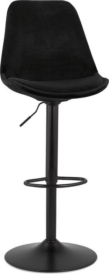 Alterego Design Alterego Verstelbare kruk 'MIKE' van zwart fluweel met zwarte poot