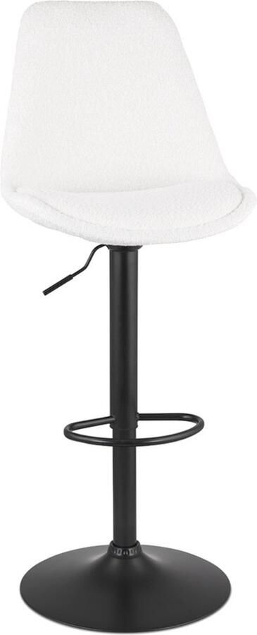 Alterego Design Alterego Verstelbare kruk 'ROSITA' van witte badstof met zwarte metalen poot