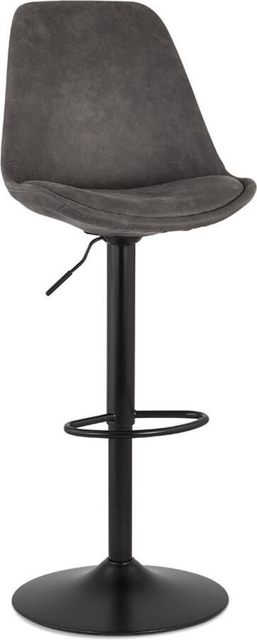 Alterego Design Alterego Verstelbare kruk 'ZEBRA' van grijze microvezel met zwarte poot