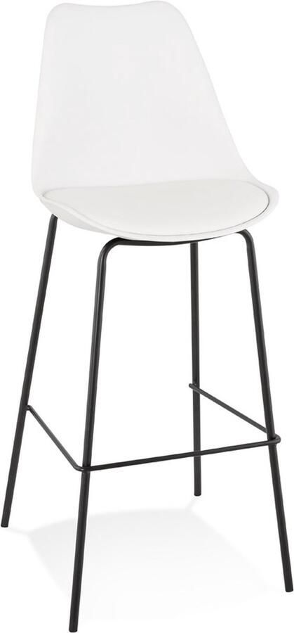 Alterego Design Alterego Witte design barkruk 'LEMON' met zwarte metalen poot