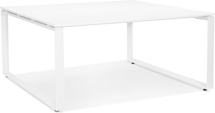 Alterego Design Alterego Witte vergadertafel bench-bureau 'BAKUS SQUARE' 160x160 cm