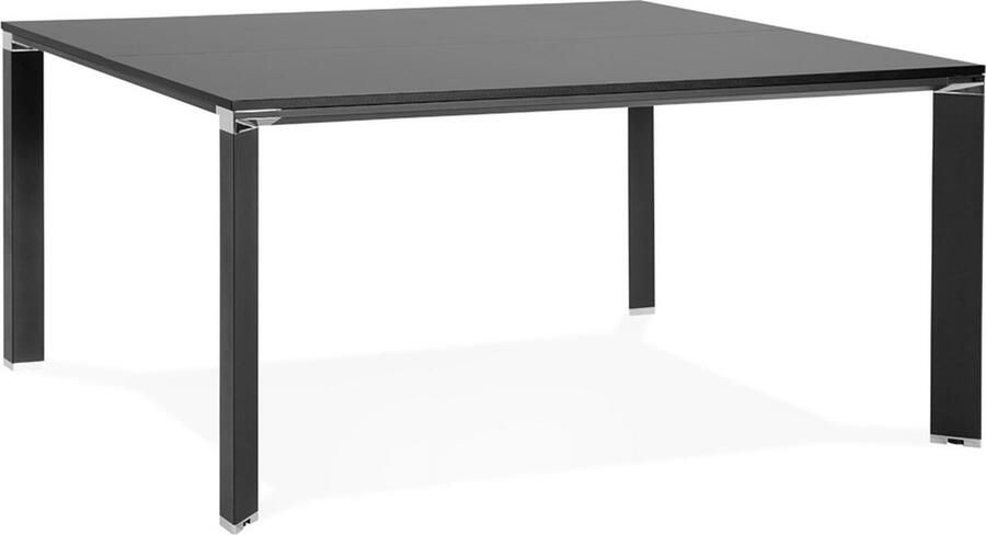 Alterego Design Alterego Zwarte vergadertafel bench-bureau 'XLINE SQUARE' 160x160 cm