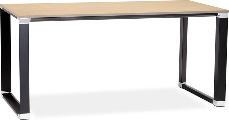 Alterego Design Alterego Recht design bureau 'XLINE' met natuurlijke houten afwerking en zwart metaal 160x80 cm