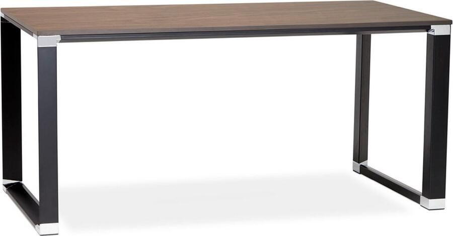 Alterego Design Alterego Recht design bureau 'XLINE' met notenhouten afwerking en zwart metaal 160x80 cm