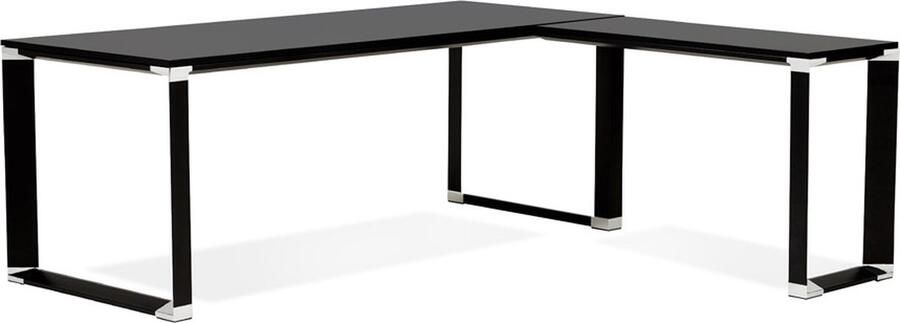 Alterego Design Alterego Groot hoekbureau van zwart hout 'XLINE' (hoek naar keuze) 200 cm