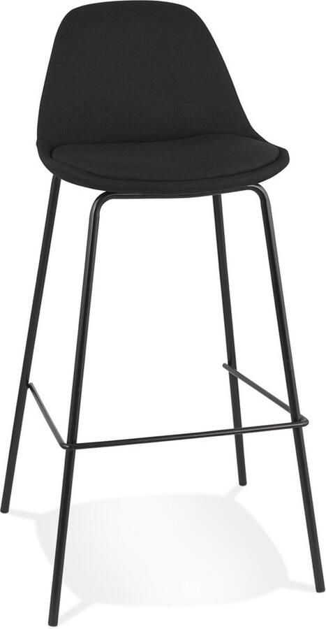 Alterego Design Alterego Zwarte stoffen barkruk 'BULMA' met zwarte metalen poot