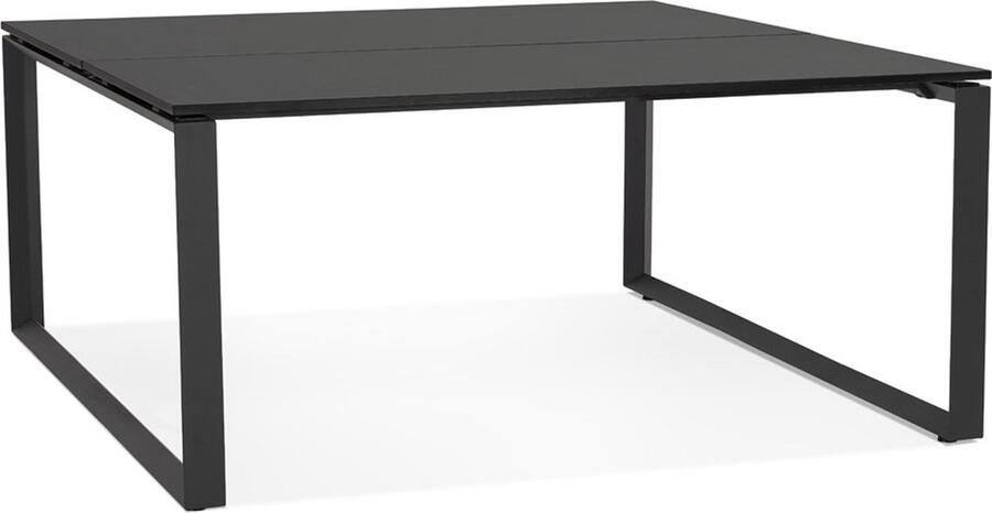 Alterego Design Alterego Zwarte vergadertafel bench-bureau 'BAKUS SQUARE' 160x160 cm