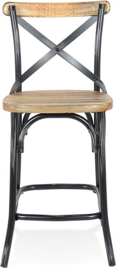 Alterego Design Alterego Halfhoge houten barkruk met verweerd notenhouteffect 'COTTAGE MINI