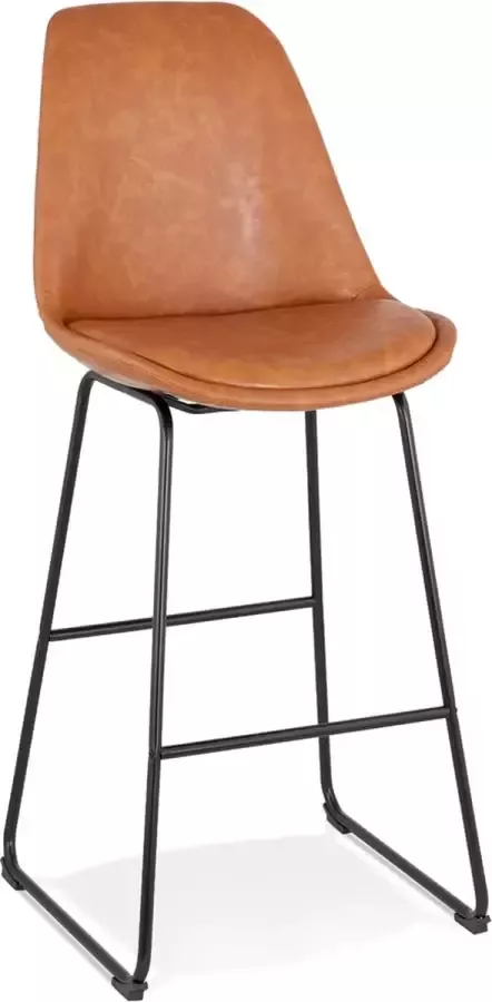 Alterego Design Alterego Barkruk 'FISH' van bruine synthetische stof en zwarte metalen poten