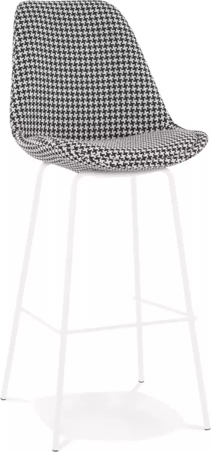 Alterego Design Alterego Barkruk 'SPARK' van pied-de-poule-print stof met witte metalen poten