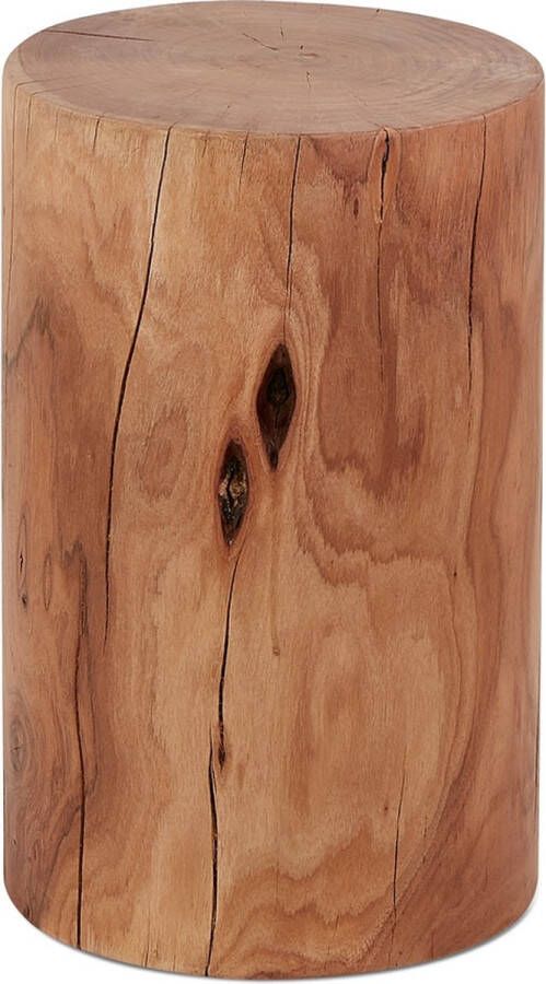 Alterego Design Alterego Bijzettafel Boomstamkrukje 'STOLY' van natuurlijk afgewerkt massief hout