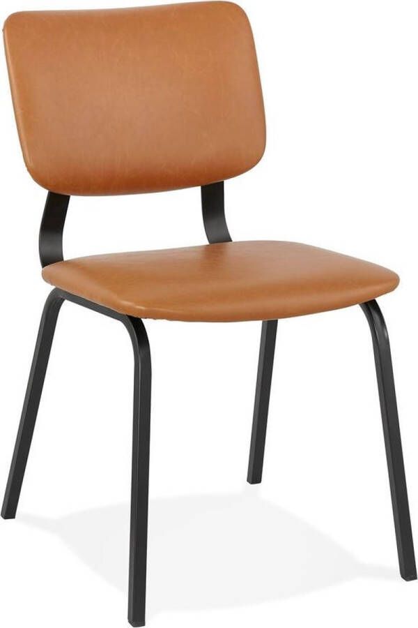 Alterego Design Alterego Bruine vintage stoel 'MELODY' met zwarte metalen structuur
