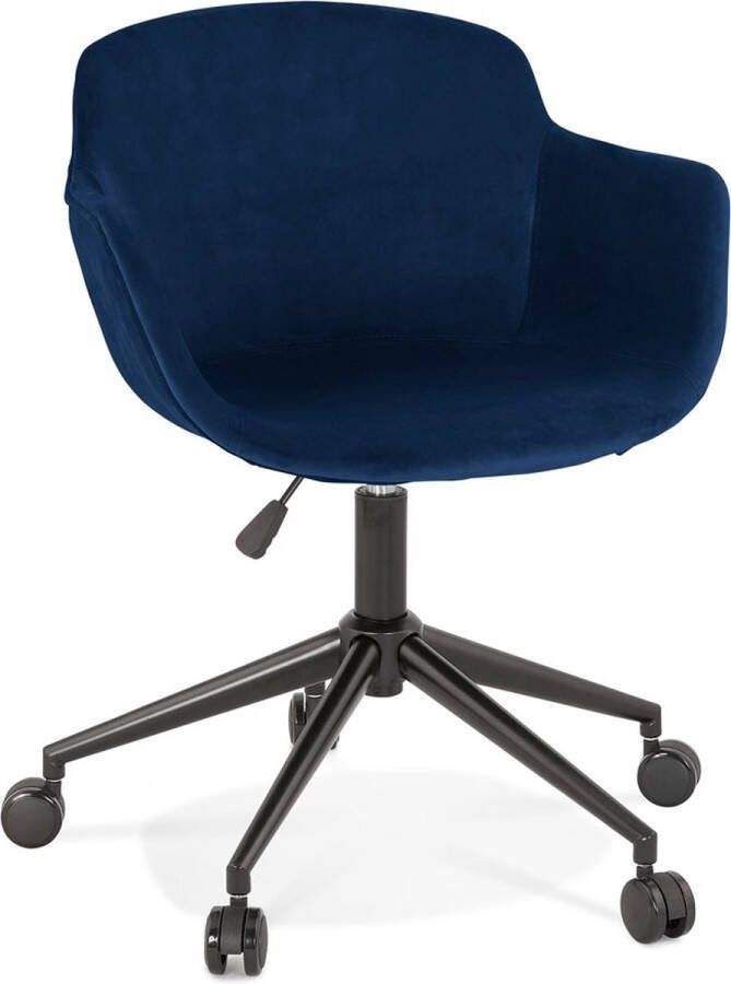 Alterego Design Alterego Chaise de bureau 'ROLLING' en velours bleu sur roulettes