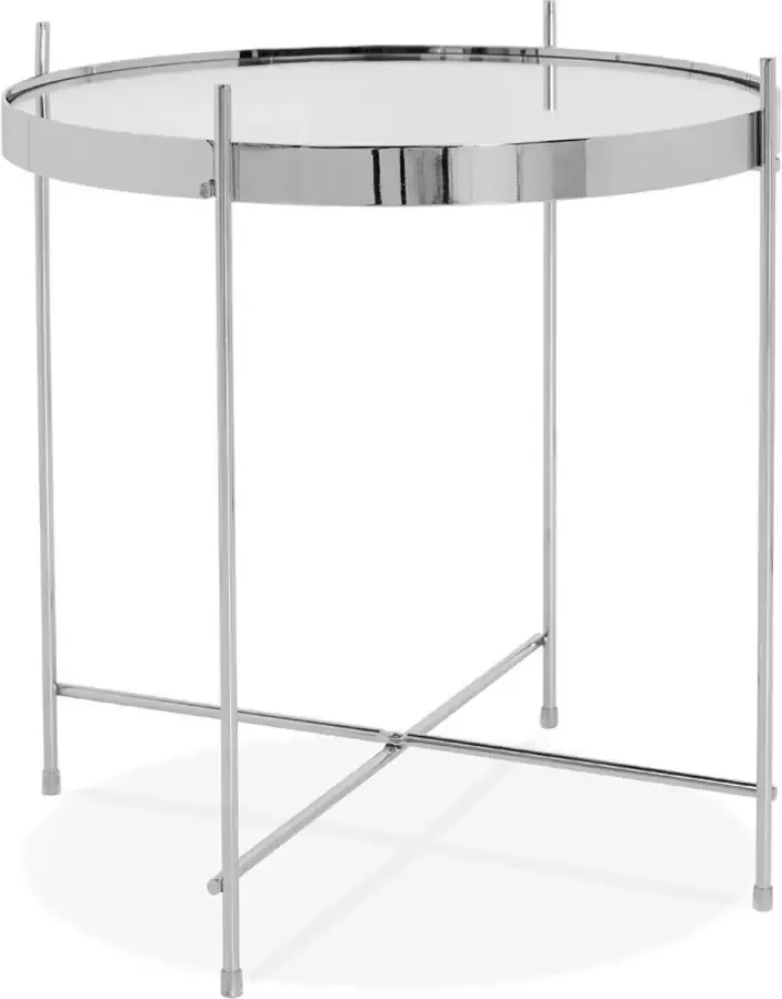 Alterego Design Alterego Chroomkleurige opklapbare bijzettafel 'KOLOS