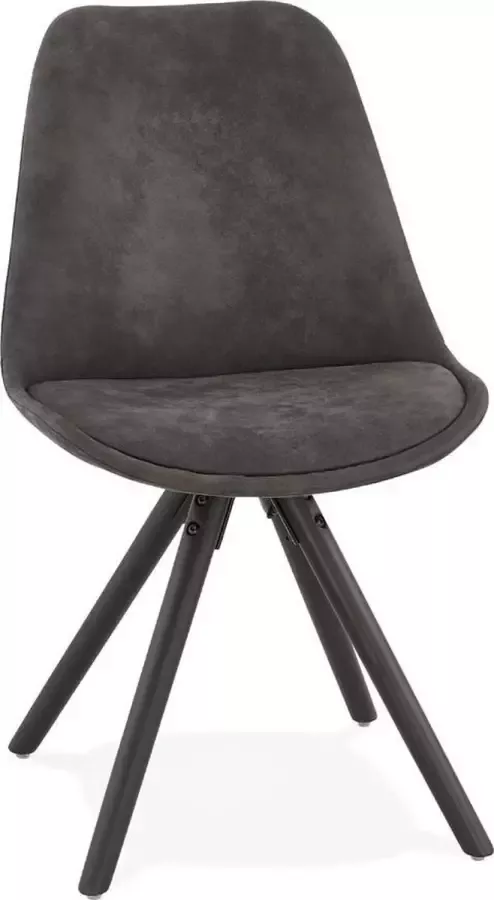 Alterego Design Alterego Comfortabele stoel 'HARRY' van grijze microvezel en zwarte houten poten