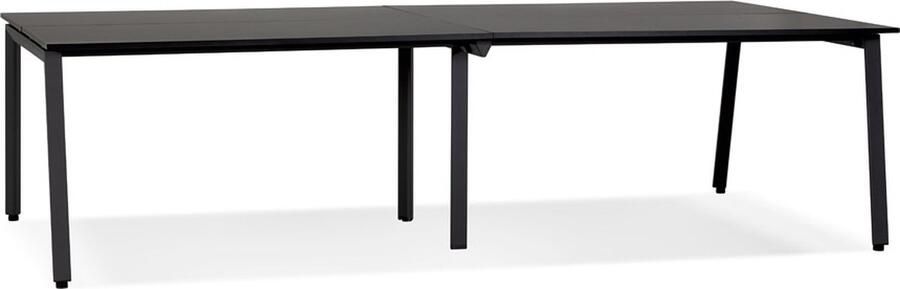 Alterego Design Alterego Dubbele rechte design bureau 'AMADEUS' van hout en zwart metaal 280x140 cm