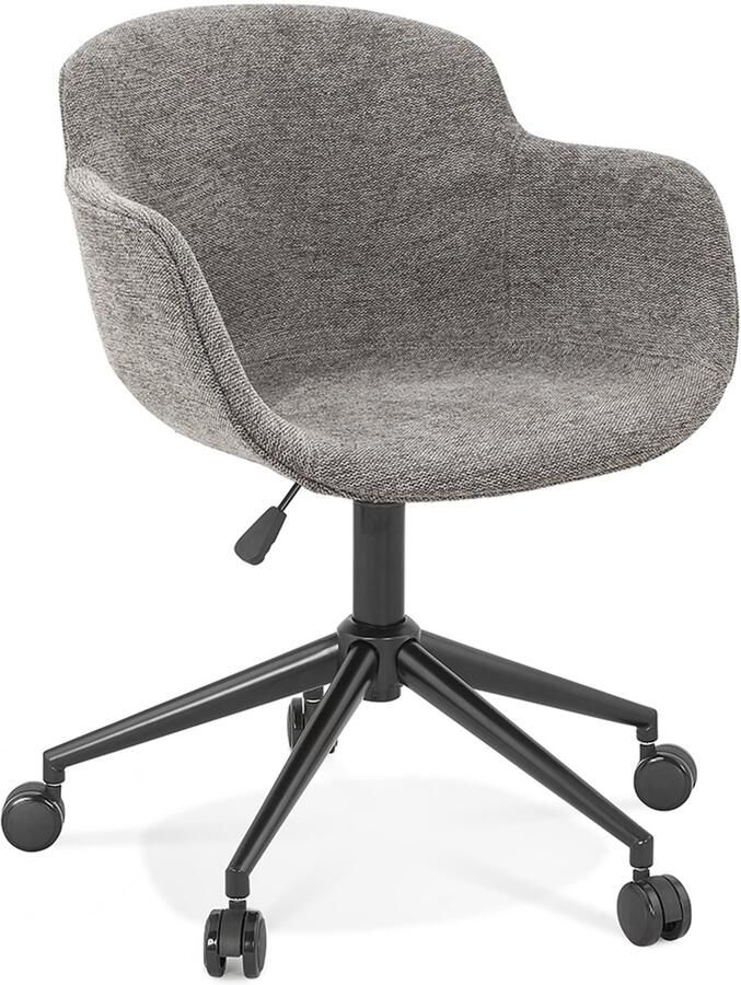Alterego Design Alterego Donkergrijze stoffen bureaustoel 'BACARI' op wieltjes 59x54x80 cm