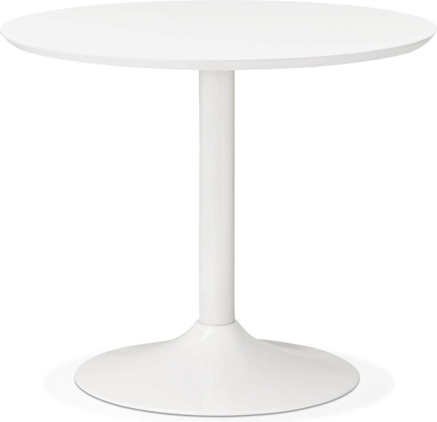 Alterego Design Alterego Kleine ronde bureautafel eettafel 'BARABAR' wit Ø 90 cm