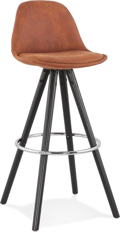 Alterego Design Alterego Barkruk 'MARKA' van bruine microvezel en zwarte houten poten