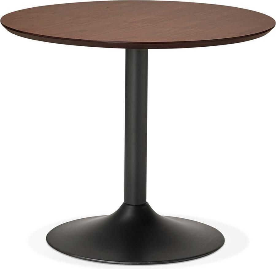 Alterego Design Alterego Kleine ronde bureautafel eettafel 'CHEF' met notenhouten afwerking Ø 90 cm