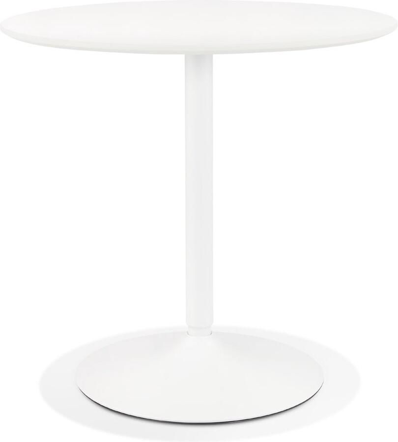 Alterego Design Alterego Ronde designtafel 'CHIVA' van hout en wit metaal Ø 80 cm