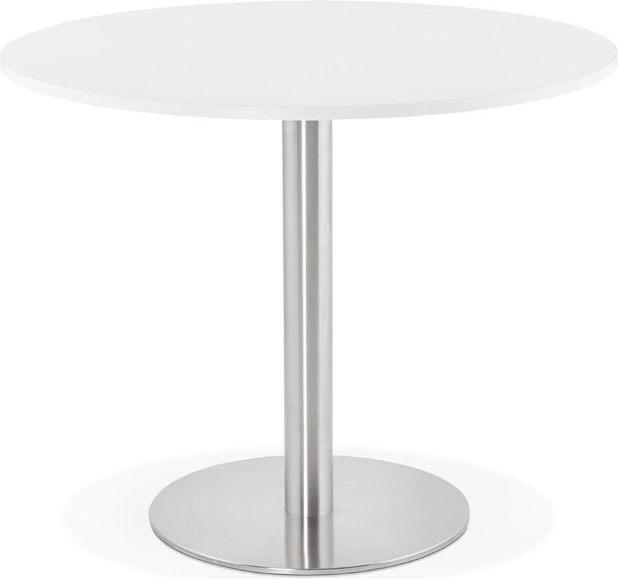 Alterego Design Alterego Kleine ronde bureautafel eettafel 'DALLAS' wit Ø 90 cm